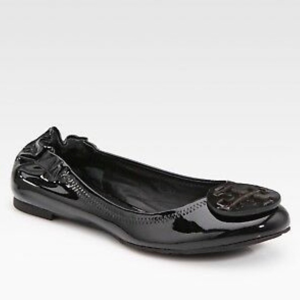 Tory Burch Reva Ballet Flats In Black Patent
